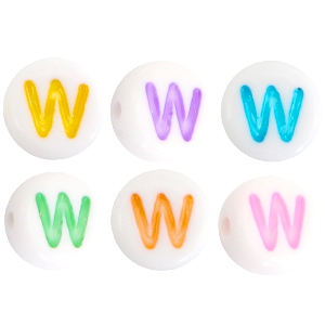 Acryl letterkralen letter W Multicolor-Wit