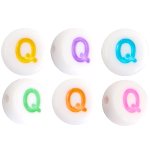 Acryl letterkralen letter Q Multicolor-Wit