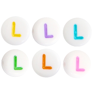 Acryl letterkralen letter L Multicolor-Wit