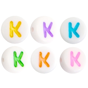 Acryl letterkralen letter K Multicolor-Wit