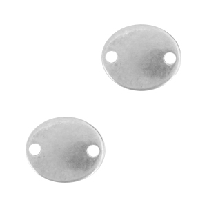 Metaal bedels DQ tussenstuk ovaaltje Antiek zilver (nikkelvrij)