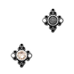 Metaal bedels TQ setting/tussenstuk ruitvorm Antiek zilver