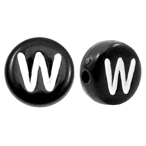 Acryl letterkralen letter W Zwart