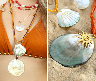 Nieuwe collectie grote schelp hangers en kralen