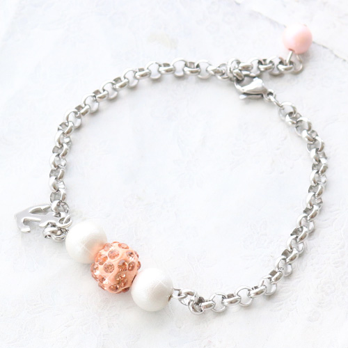 MATCHING armbandjes en oorbellen met kralen van acryl matte met pearl coating + strass kralen