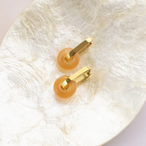 Elegante oorbellen en bedels met rondellen natuursteen kralen 